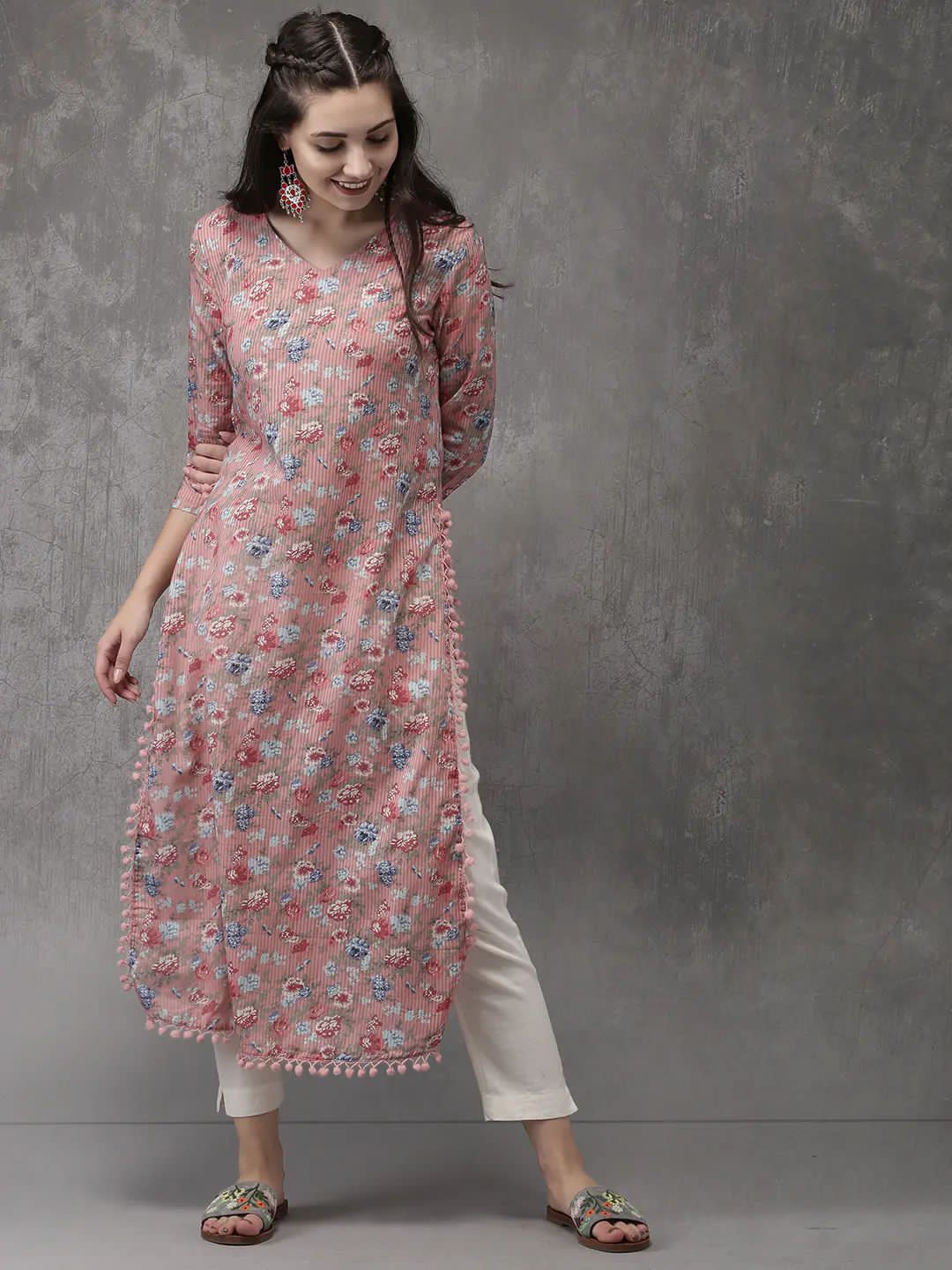 Cotton Casual Wear Printed Kurti With Bottom Collection