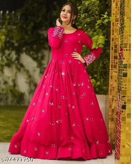 Long anarkali suit with beautiful malmal duppta gown